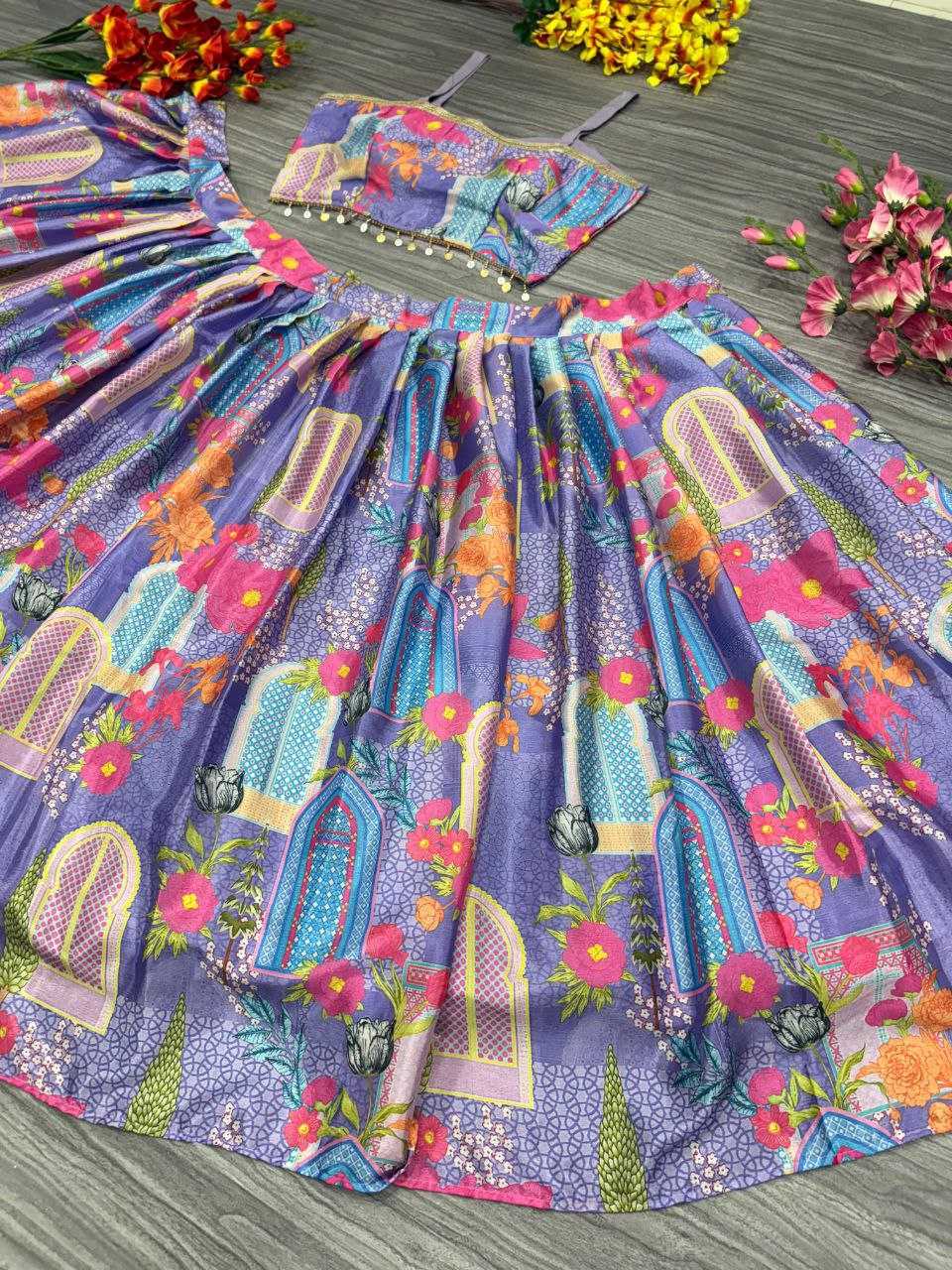 Ynf Chinon Silk KESH508 1023 Lehengas Wholesale Designer Lehenga Printed Lehenga Indo-Western Lehenga Manufacturer