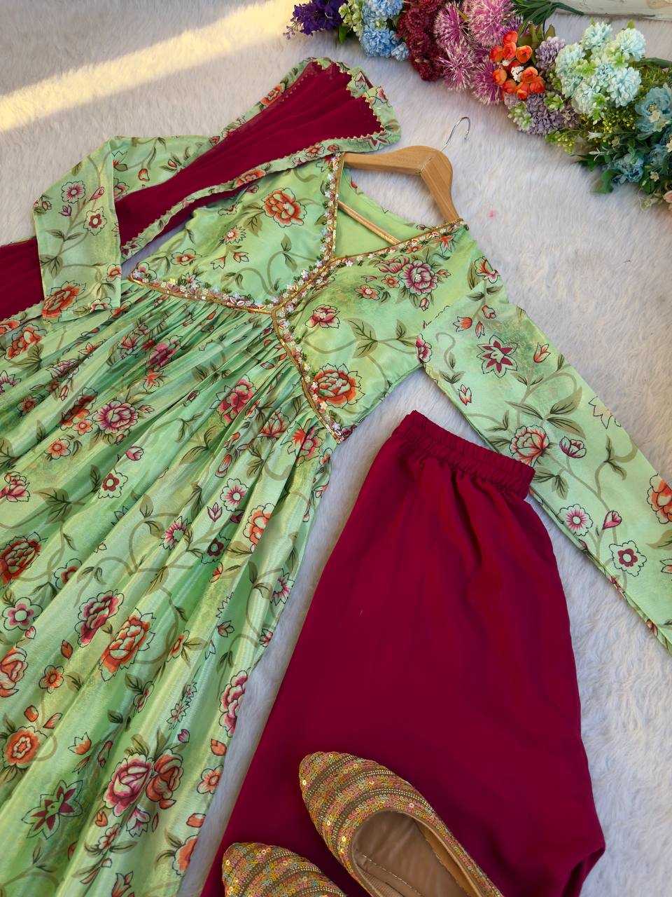 Ynf Chinon Silk KESH513 446 Suits & Dresses Wholesale Ladies Suits Alia Cut Suits Designer dresses Manufacturer