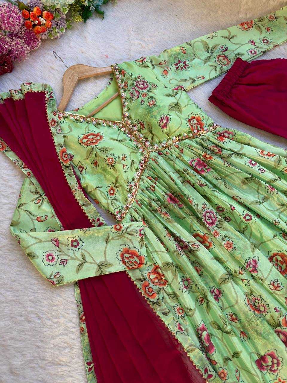 Ynf Chinon Silk KESH513 446 Suits & Dresses Wholesale Ladies Suits Alia Cut Suits Designer dresses Manufacturer