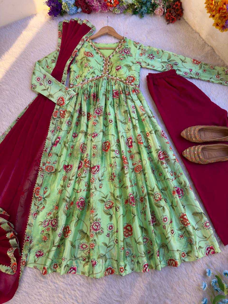 Ynf Chinon Silk KESH513 446 Suits & Dresses Wholesale Ladies Suits Alia Cut Suits Designer dresses Manufacturer
