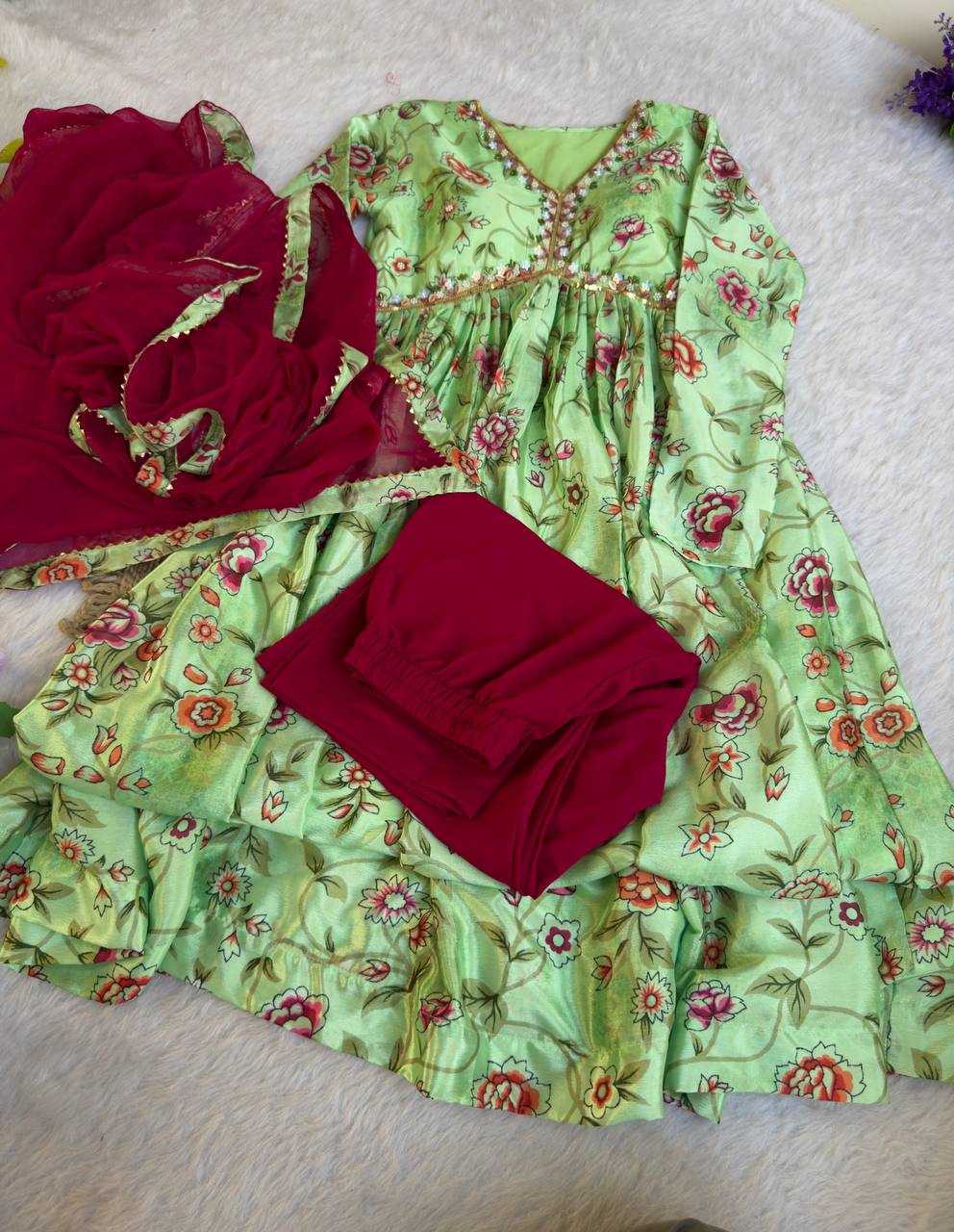 Ynf Chinon Silk KESH513 446 Suits & Dresses Wholesale Ladies Suits Alia Cut Suits Designer dresses Manufacturer