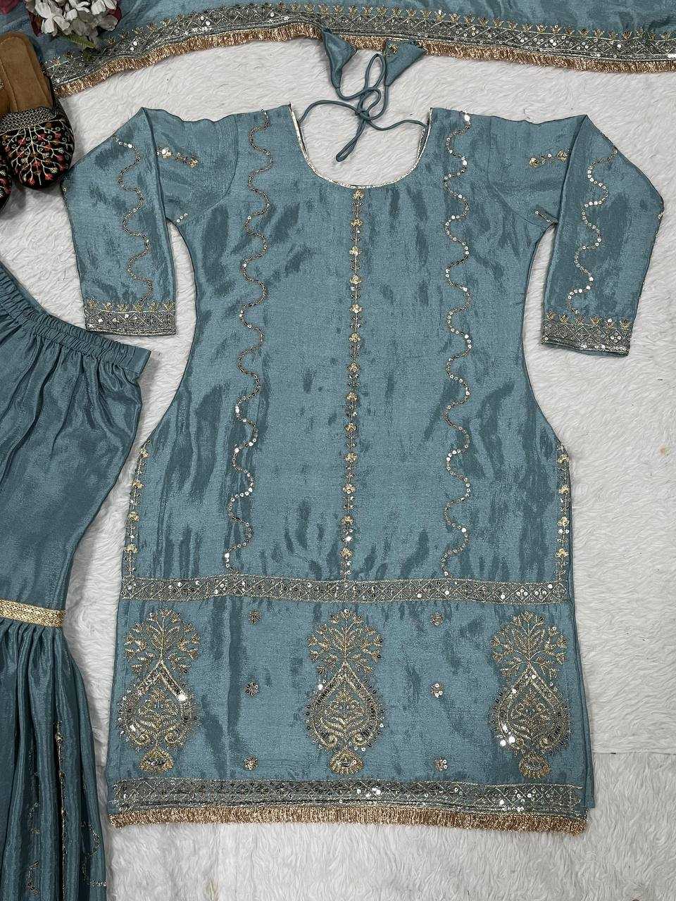 Ynf Chinon Silk KESH515 1235 Suits & Dresses Wholesale Sharara Salwar Suits Embroidery Suits Ladies Silk Suit Manufacturer