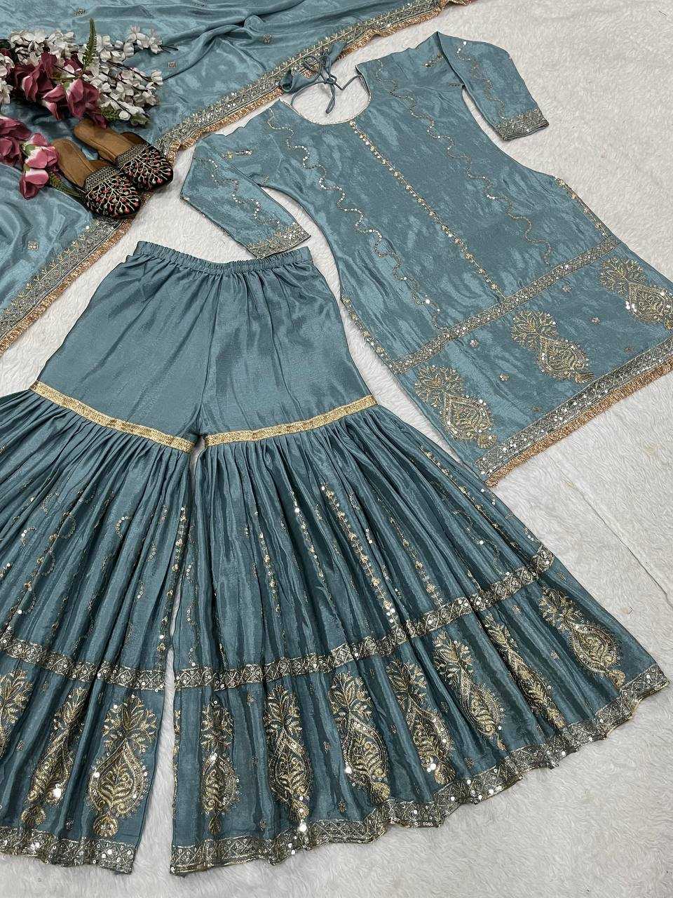 Ynf Chinon Silk KESH515 1235 Suits & Dresses Wholesale Sharara Salwar Suits Embroidery Suits Ladies Silk Suit Manufacturer
