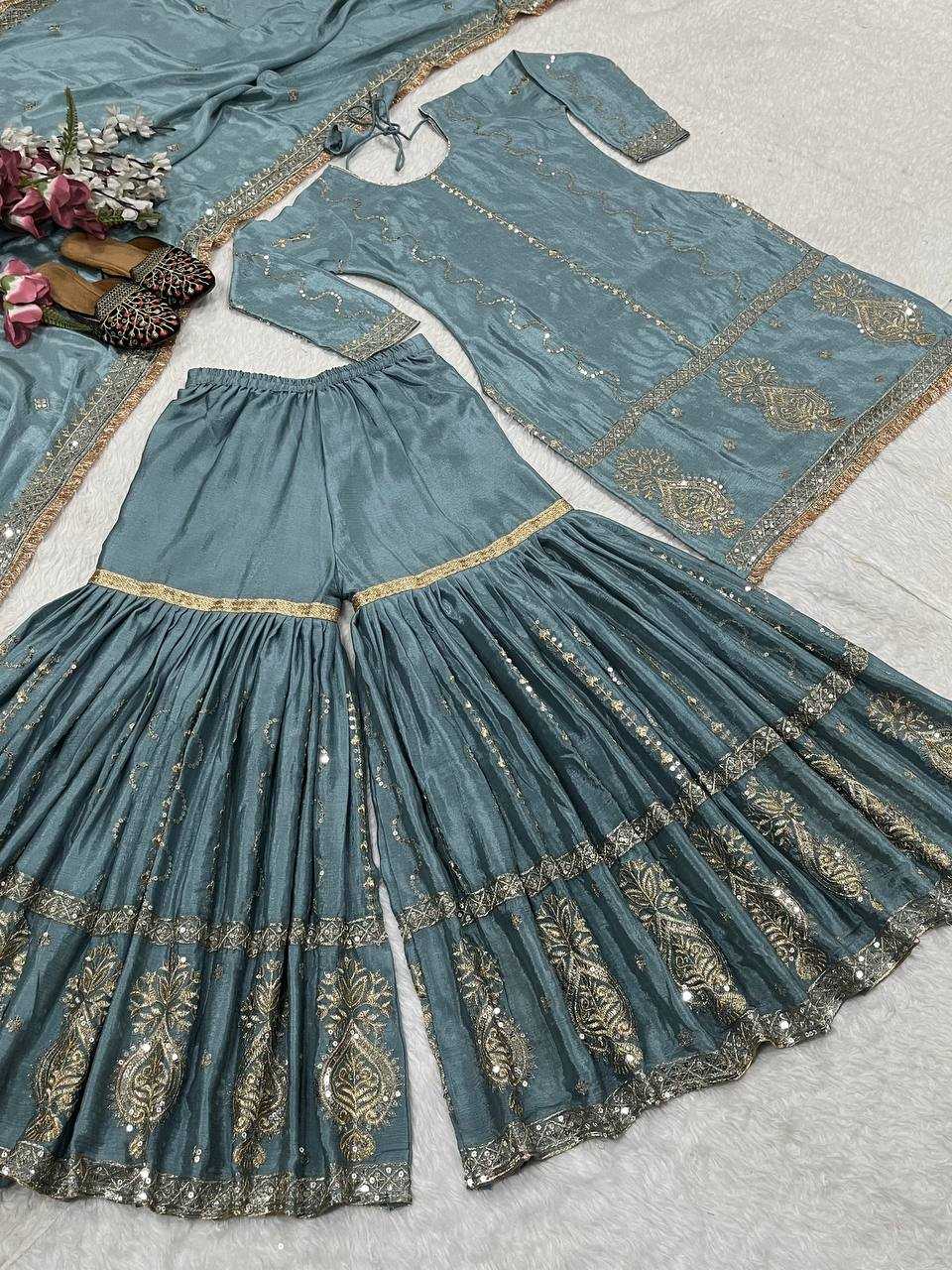 Ynf Chinon Silk KESH515 1235 Suits & Dresses Wholesale Sharara Salwar Suits Embroidery Suits Ladies Silk Suit Manufacturer