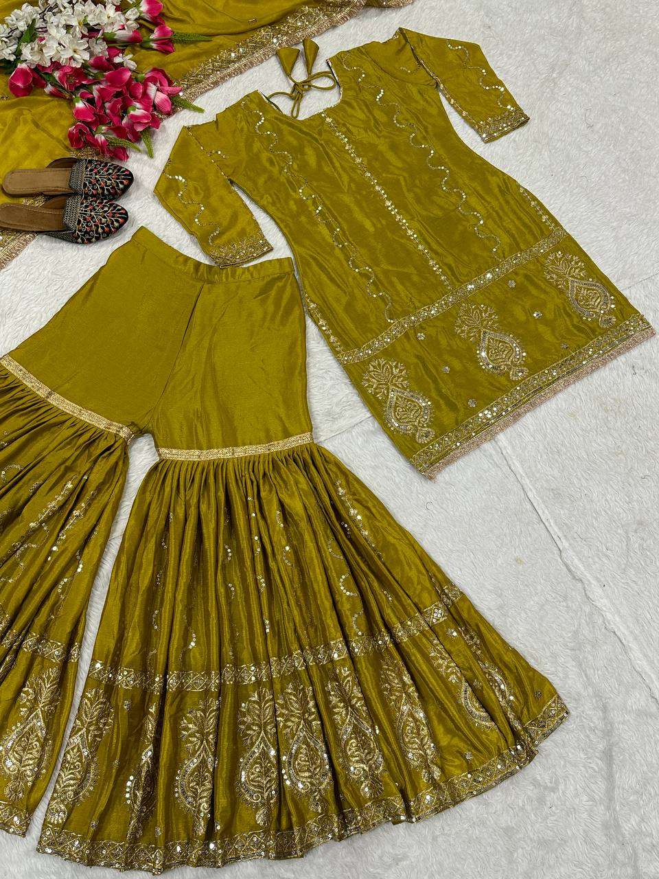 Ynf Chinon Silk KESH515 1235 Suits & Dresses Wholesale Sharara Salwar Suits Embroidery Suits Ladies Silk Suit Manufacturer