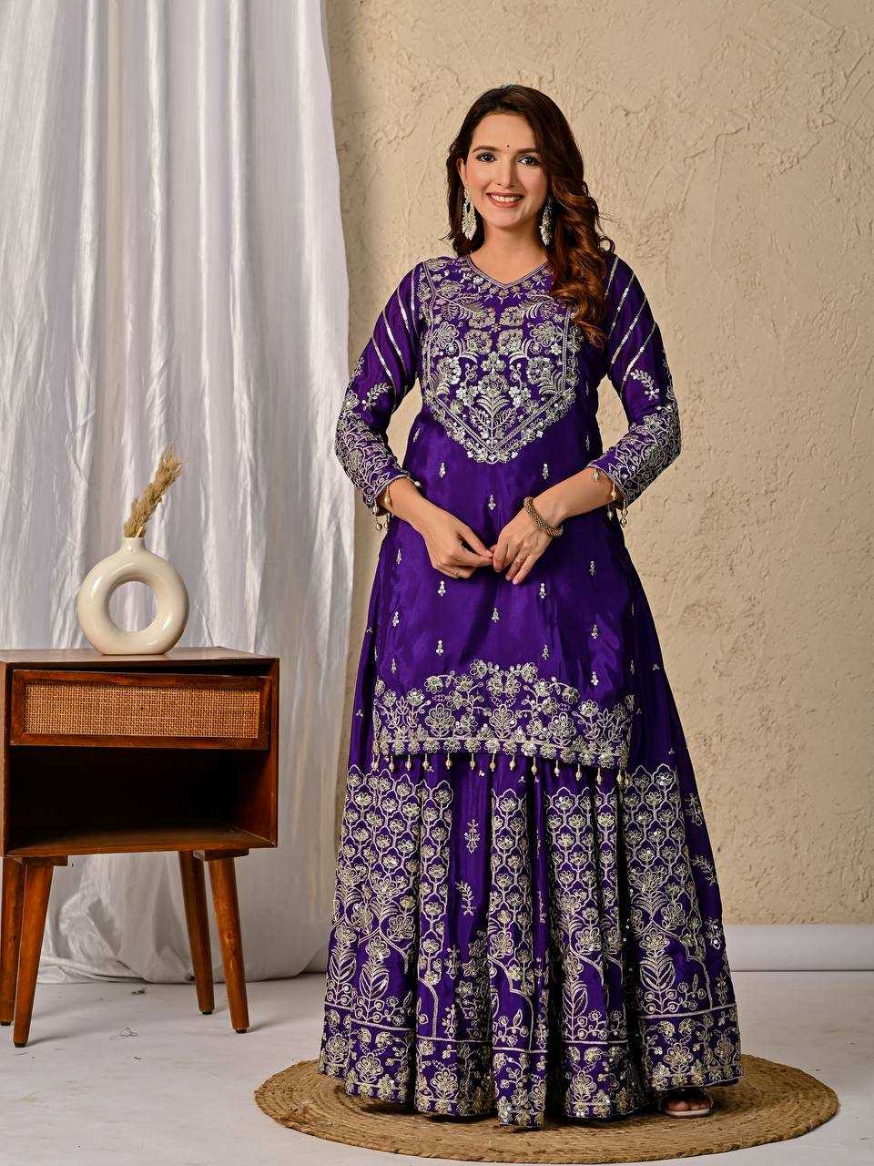Ynf Chinon Silk KESH515 1245 Suits & Dresses Wholesale Embroidery Suits Ladies Silk Suit Zari Work Suit Manufacturer