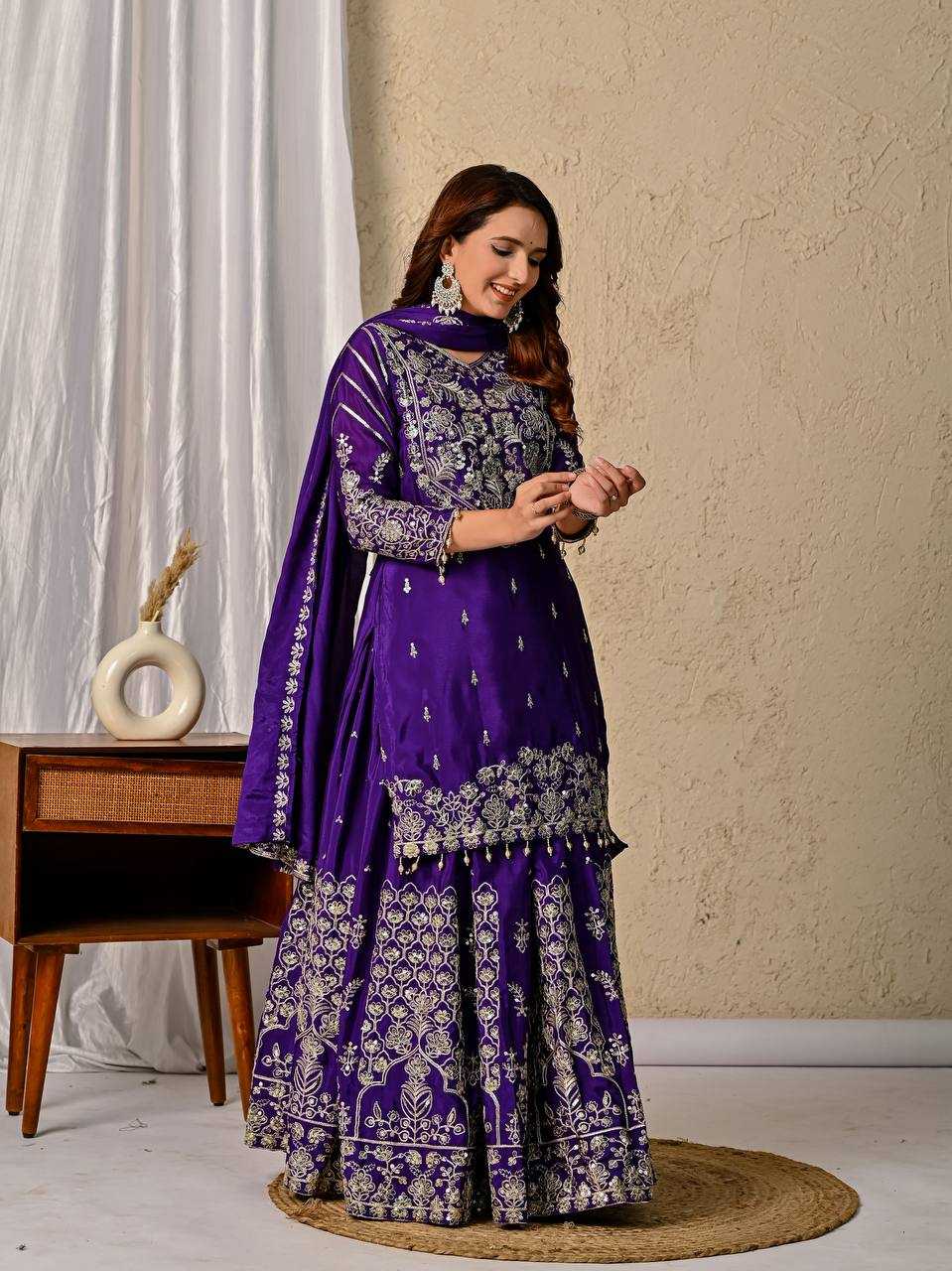 Ynf Chinon Silk KESH515 1245 Suits & Dresses Wholesale Embroidery Suits Ladies Silk Suit Zari Work Suit Manufacturer
