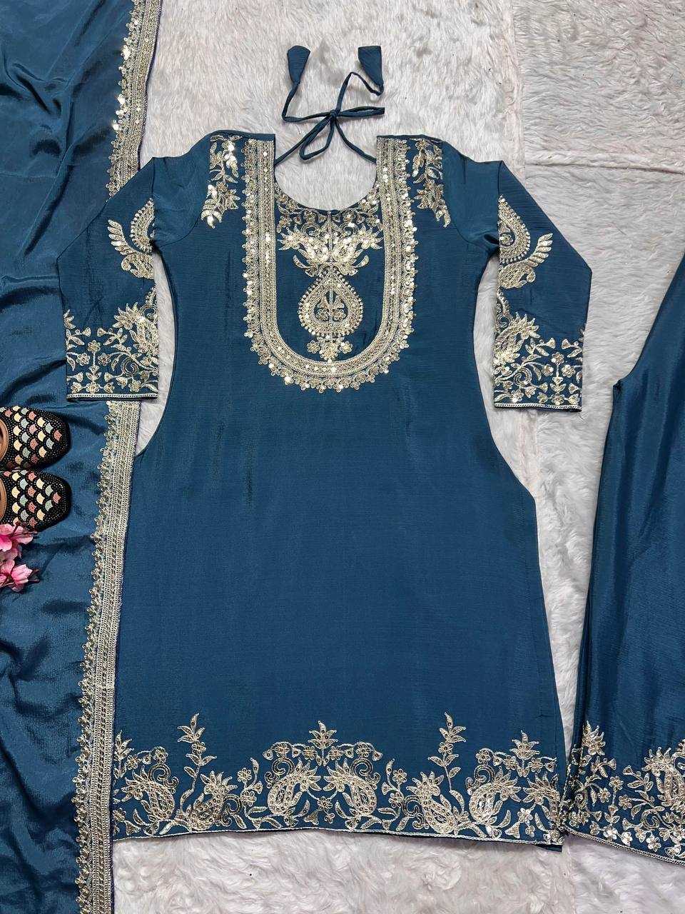Ynf Chinon Silk KESH515 3022 Suits & Dresses Wholesale Embroidery Suits Ladies Silk Suit Designer Suits Manufacturer