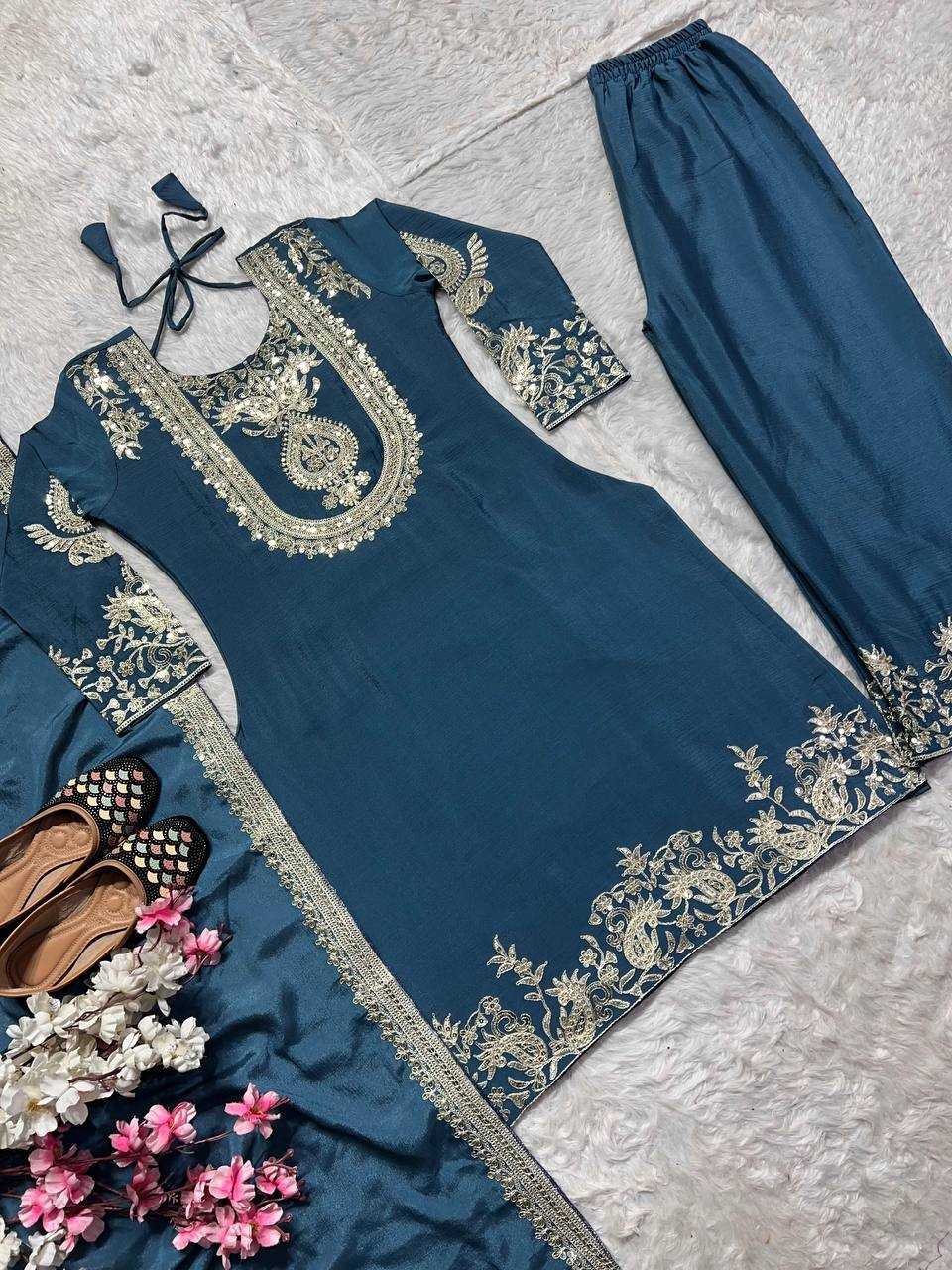 Ynf Chinon Silk KESH515 3022 Suits & Dresses Wholesale Embroidery Suits Ladies Silk Suit Designer Suits Manufacturer