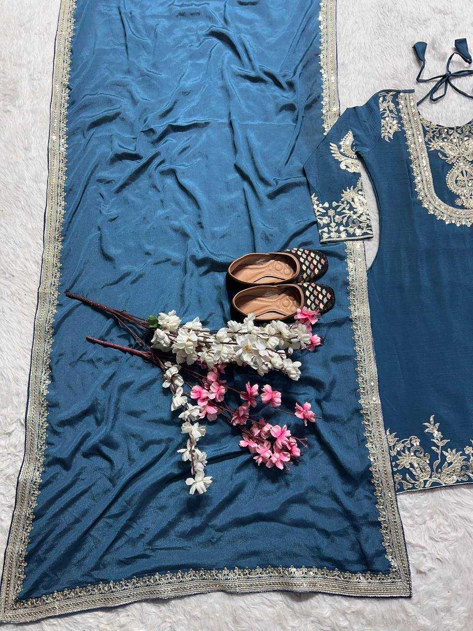 Ynf Chinon Silk KESH515 3022 Suits & Dresses Wholesale Embroidery Suits Ladies Silk Suit Designer Suits Manufacturer