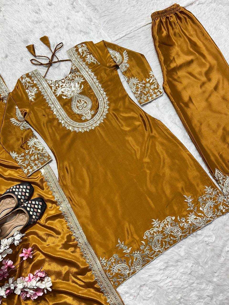 Ynf Chinon Silk KESH515 3022 Suits & Dresses Wholesale Embroidery Suits Ladies Silk Suit Designer Suits Manufacturer