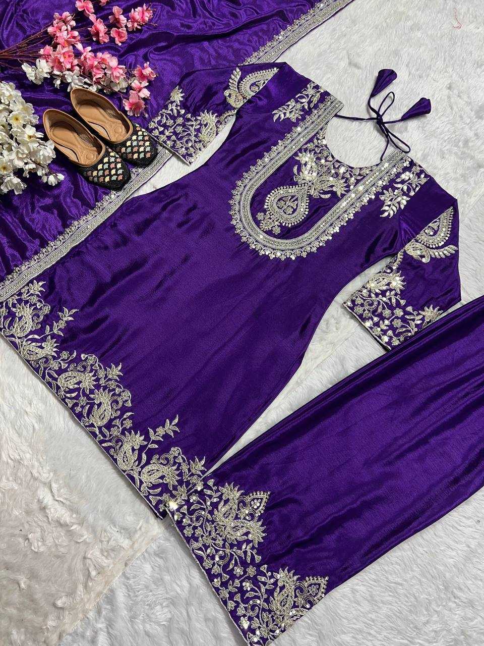 Ynf Chinon Silk KESH515 3022 Suits & Dresses Wholesale Embroidery Suits Ladies Silk Suit Designer Suits Manufacturer