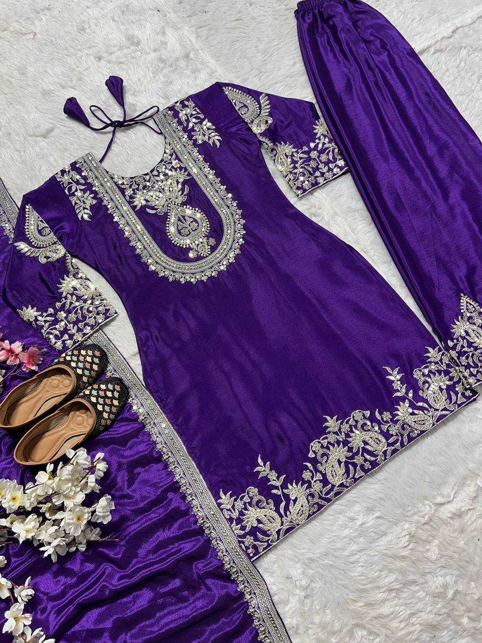 Ynf Chinon Silk KESH515 3022 Suits & Dresses Wholesale Embroidery Suits Ladies Silk Suit Designer Suits Manufacturer