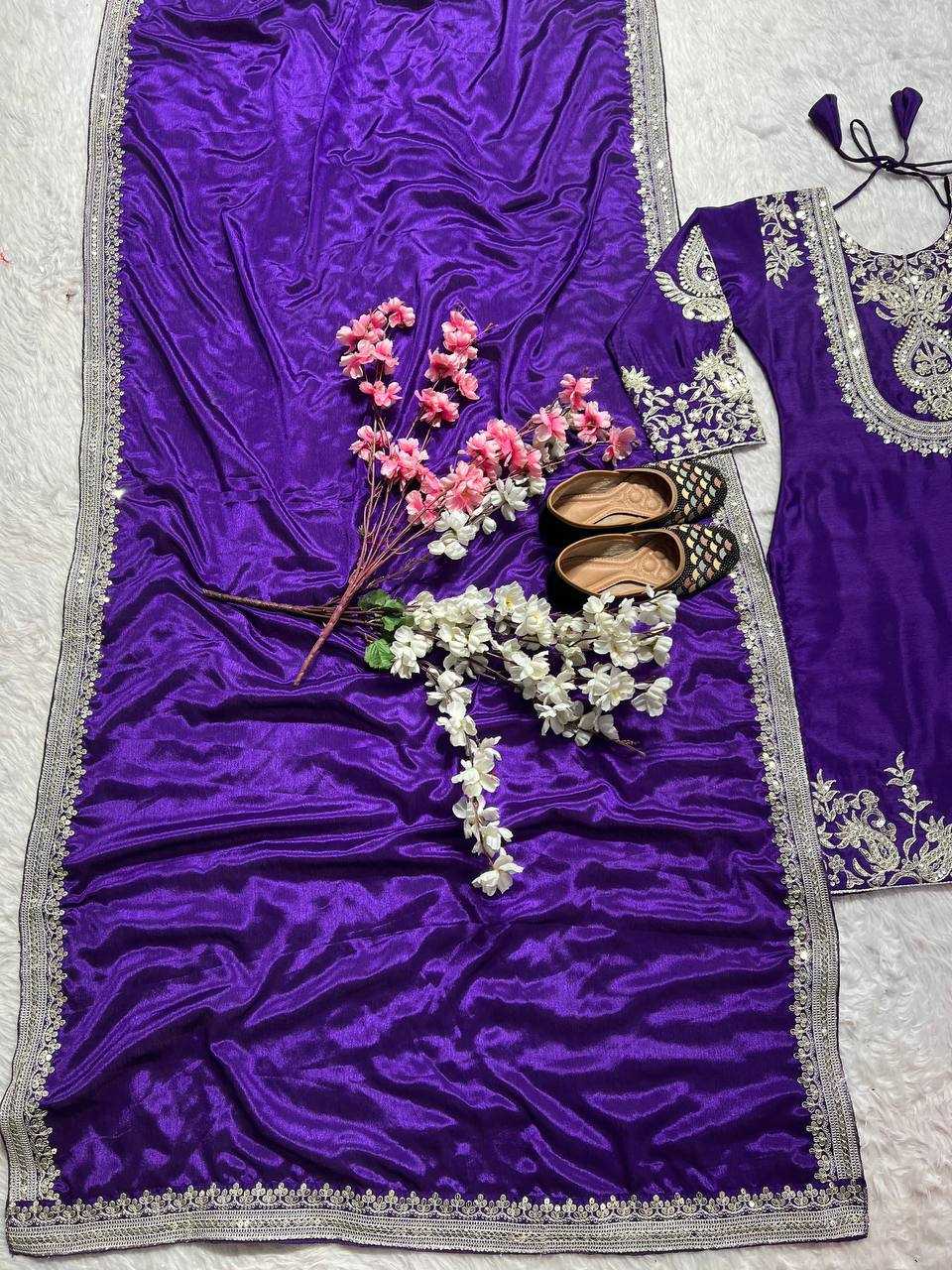 Ynf Chinon Silk KESH515 3022 Suits & Dresses Wholesale Embroidery Suits Ladies Silk Suit Designer Suits Manufacturer