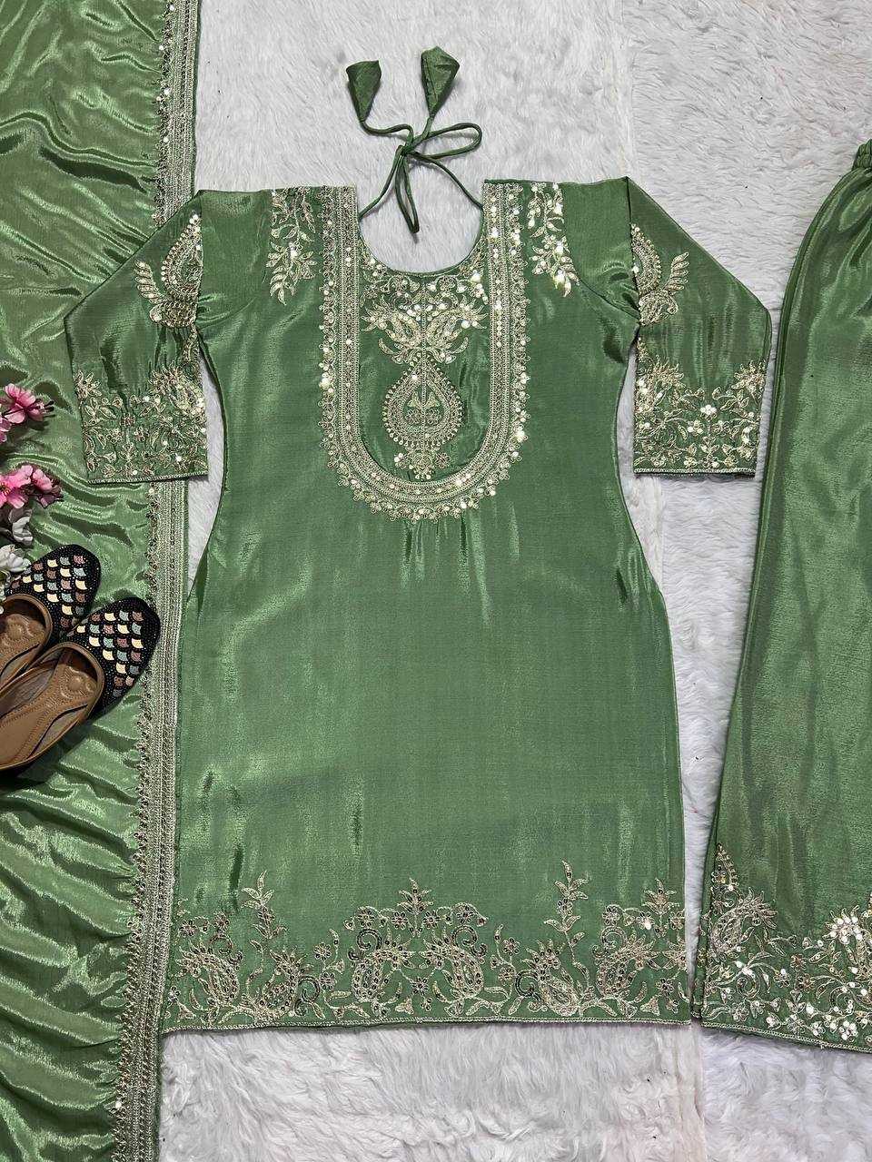 Ynf Chinon Silk KESH515 3022 Suits & Dresses Wholesale Embroidery Suits Ladies Silk Suit Designer Suits Manufacturer