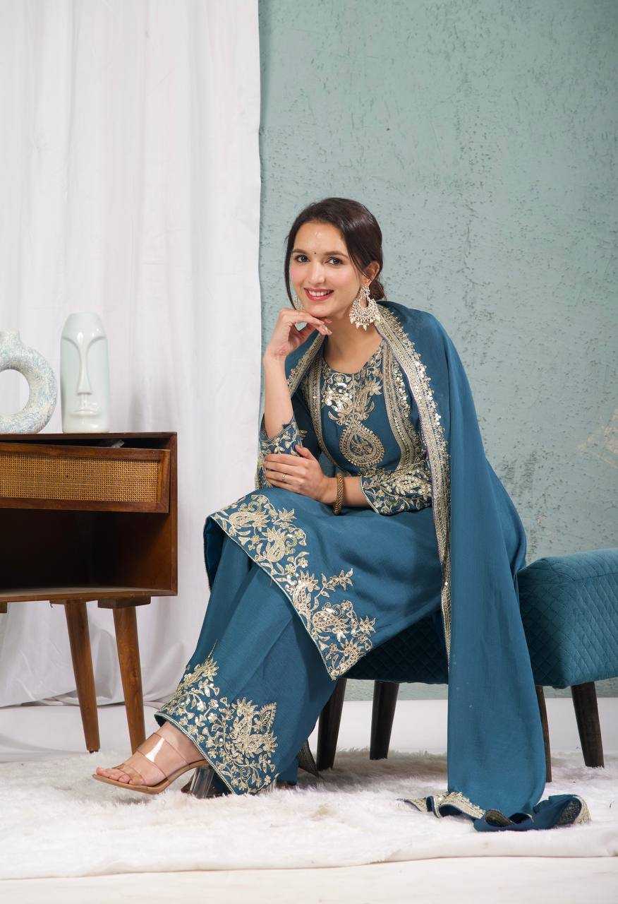 Ynf Chinon Silk KESH515 3022 Suits & Dresses Wholesale Embroidery Suits Ladies Silk Suit Designer Suits Manufacturer