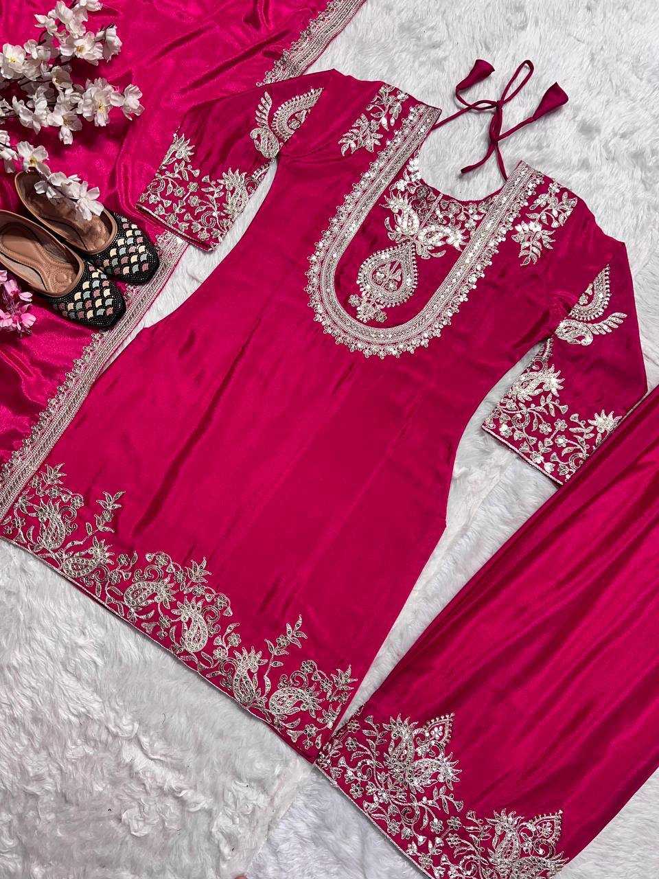 Ynf Chinon Silk KESH515 3022 Suits & Dresses Wholesale Embroidery Suits Ladies Silk Suit Designer Suits Manufacturer