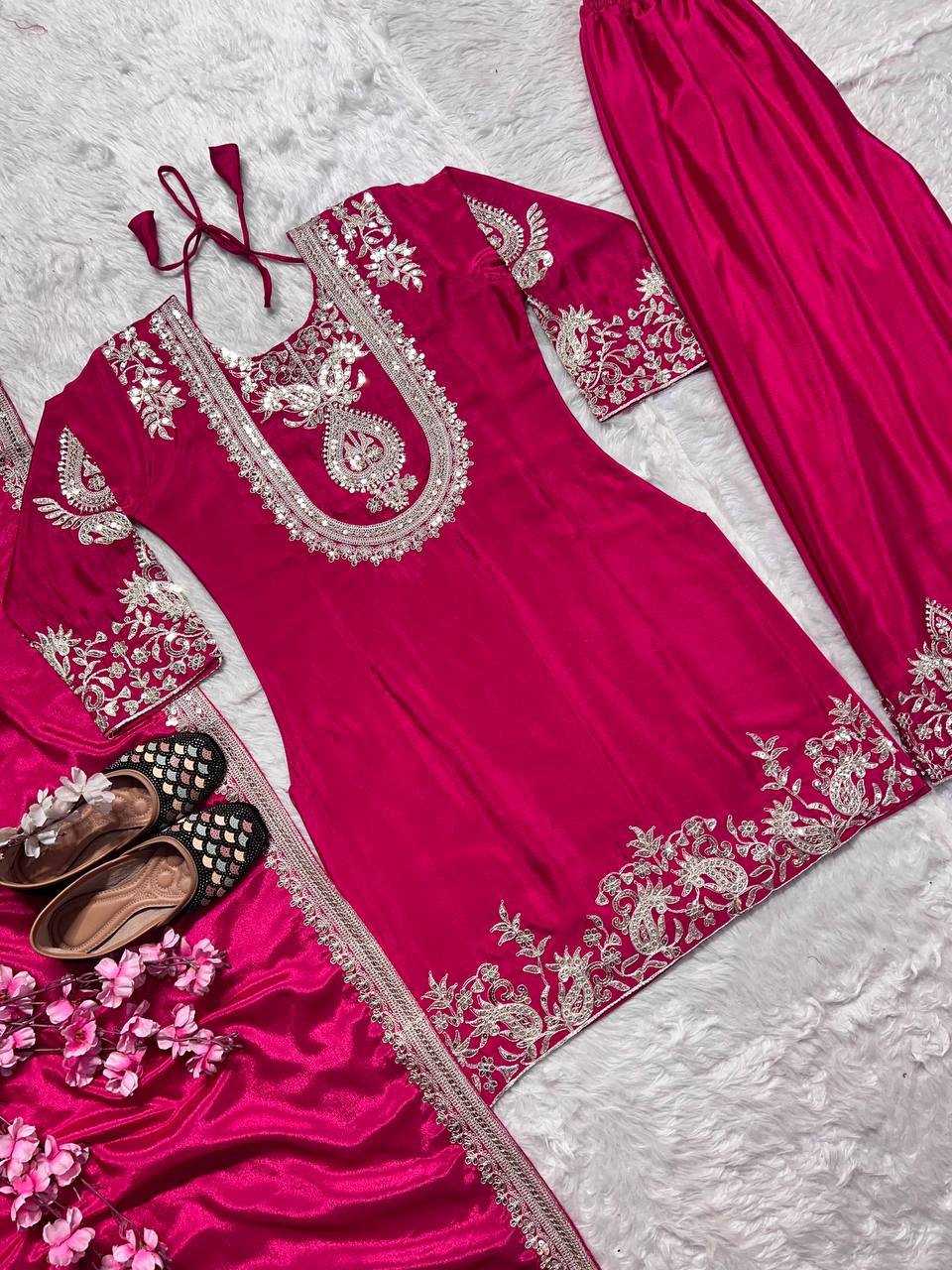 Ynf Chinon Silk KESH515 3022 Suits & Dresses Wholesale Embroidery Suits Ladies Silk Suit Designer Suits Manufacturer