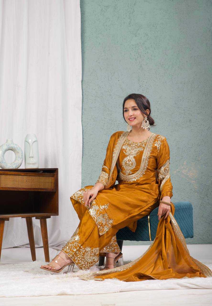 Ynf Chinon Silk KESH515 3022 Suits & Dresses Wholesale Embroidery Suits Ladies Silk Suit Designer Suits Manufacturer