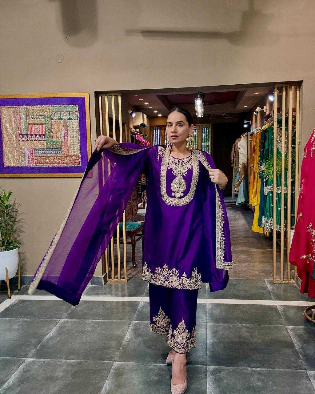 Ynf Chinon Silk KESH515 3022 Suits & Dresses Wholesale Embroidery Suits Ladies Silk Suit Designer Suits Manufacturer