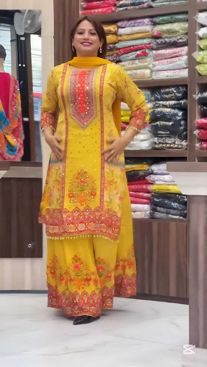 Ynf Chinon Silk KESH516 9282 Suits & Dresses Wedding Collections Festive Collections Wholesale Printed Suits Palazzo Suit Ladies Silk Suit Manufacturer