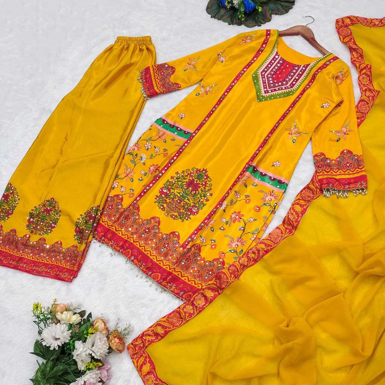 Ynf Chinon Silk KESH516 9282 Suits & Dresses Wedding Collections Festive Collections Wholesale Printed Suits Palazzo Suit Ladies Silk Suit Manufacturer