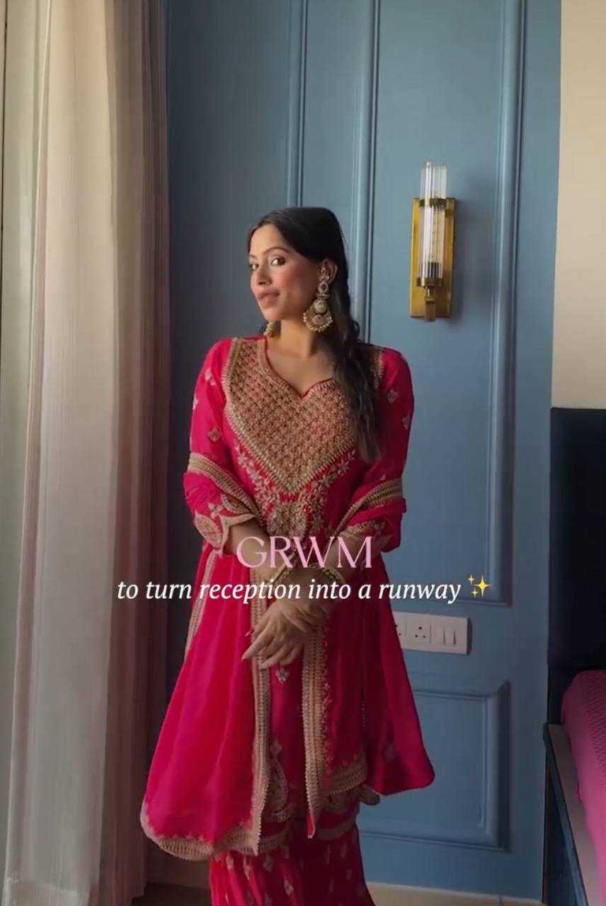 Ynf Chinon Silk KESH523 071 Suits & Dresses Wholesale Sharara Salwar Suits Silk Suits Embroidered Suits Manufacturer