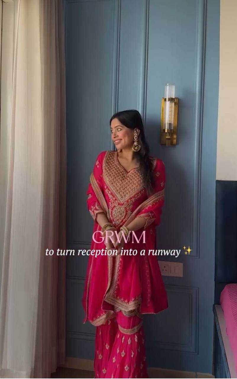 Ynf Chinon Silk KESH523 071 Suits & Dresses Wholesale Sharara Salwar Suits Silk Suits Embroidered Suits Manufacturer