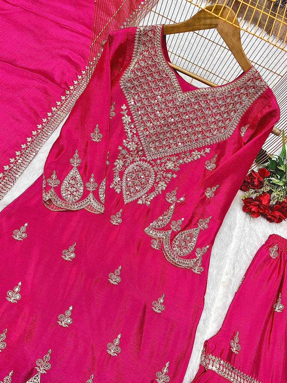 Ynf Chinon Silk KESH523 071 Suits & Dresses Wholesale Sharara Salwar Suits Silk Suits Embroidered Suits Manufacturer