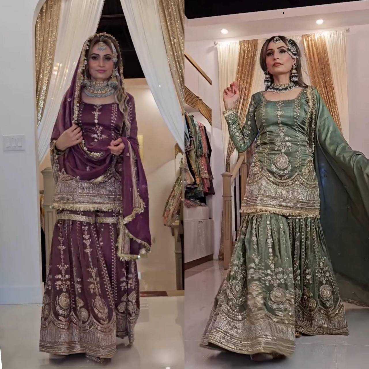 Ynf Chinon Silk KESH523 072 Suits & Dresses Wholesale Sharara Salwar Suits Ladies Silk Suit Wedding Suits Manufacturer