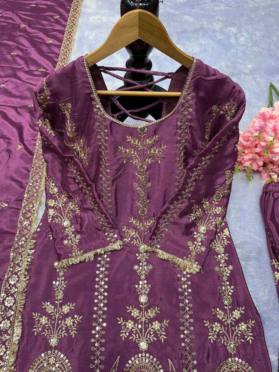 Ynf Chinon Silk KESH523 072 Suits & Dresses Wholesale Sharara Salwar Suits Ladies Silk Suit Wedding Suits Manufacturer