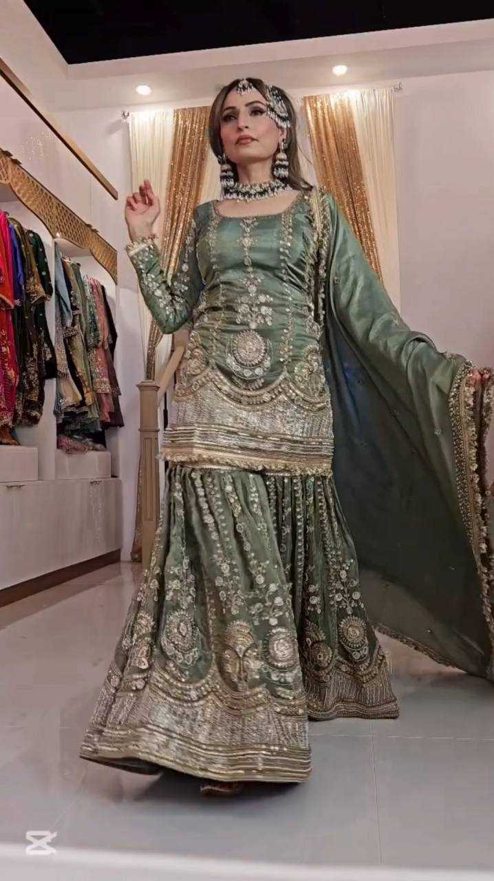 Ynf Chinon Silk KESH523 072 Suits & Dresses Wholesale Sharara Salwar Suits Ladies Silk Suit Wedding Suits Manufacturer