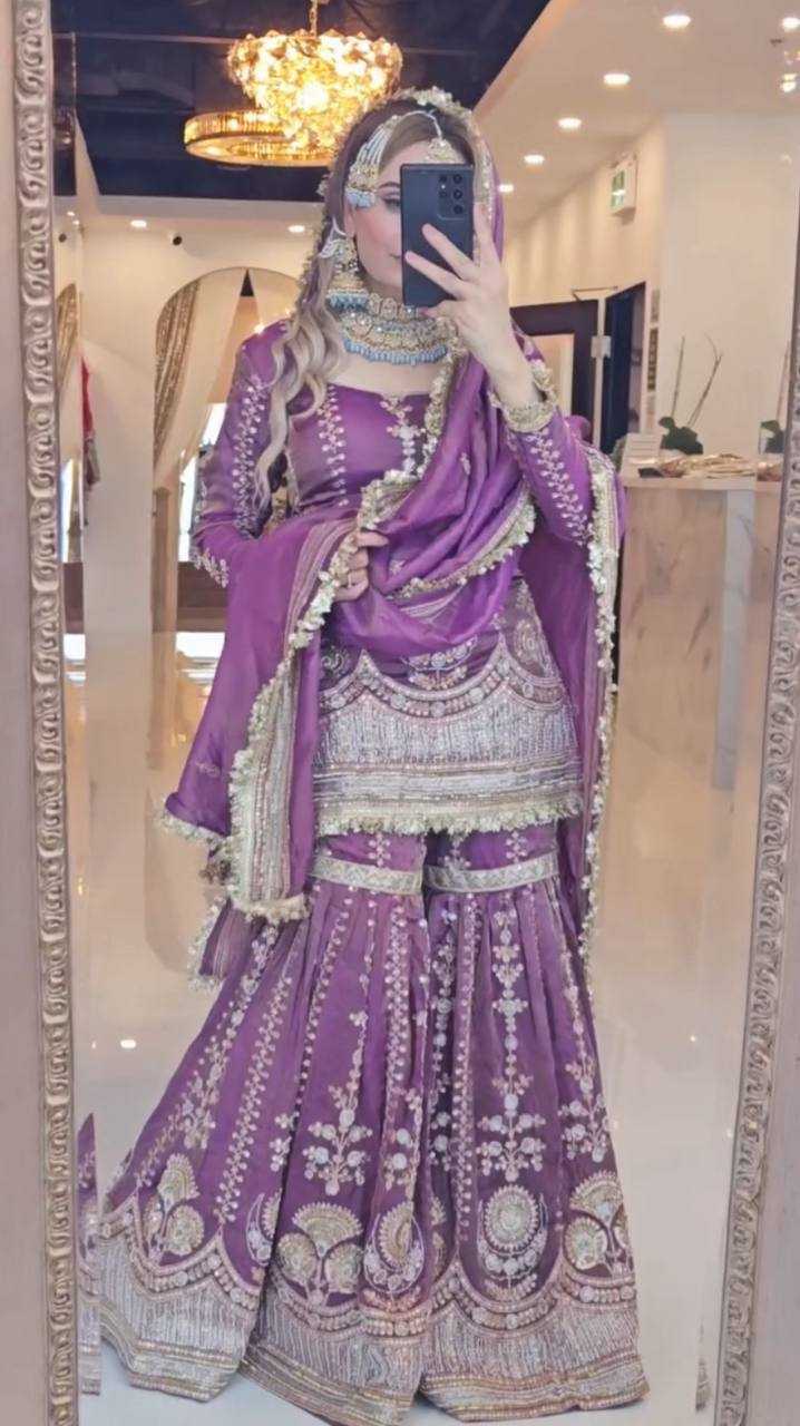 Ynf Chinon Silk KESH523 072 Suits & Dresses Wholesale Sharara Salwar Suits Ladies Silk Suit Wedding Suits Manufacturer