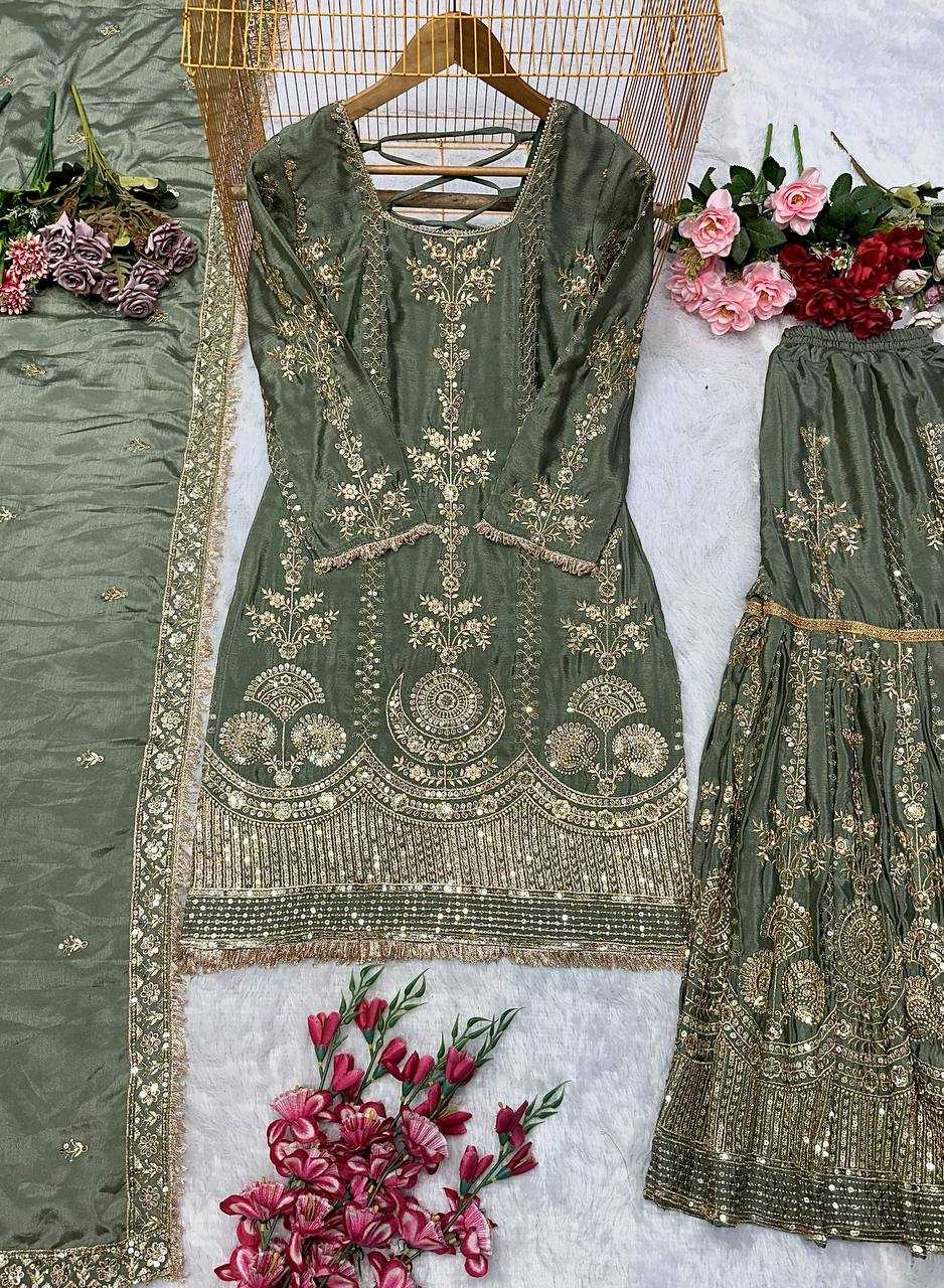 Ynf Chinon Silk KESH523 072 Suits & Dresses Wholesale Sharara Salwar Suits Ladies Silk Suit Wedding Suits Manufacturer