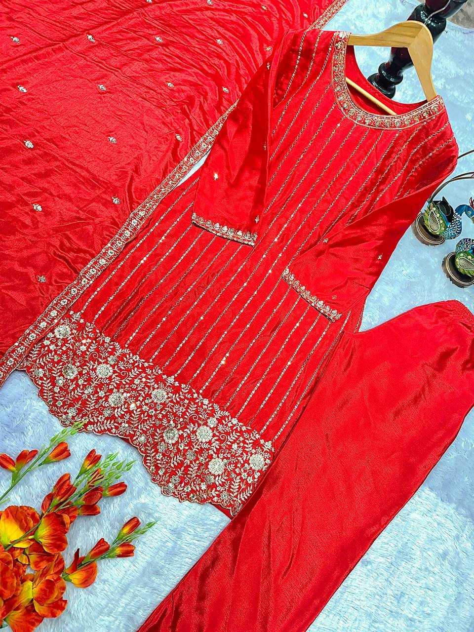 Ynf Chinon Silk KESH523 079 Suits & Dresses Wholesale Embroidery Suits Party wear suits Silk Suits Manufacturer