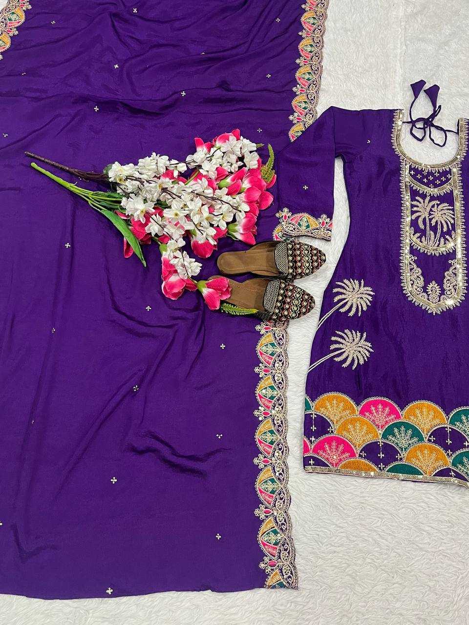 Ynf Chinon Silk KESH528 4001 Suits & Dresses Wholesale Embroidery Suits Party wear suits Silk Suits Manufacturer