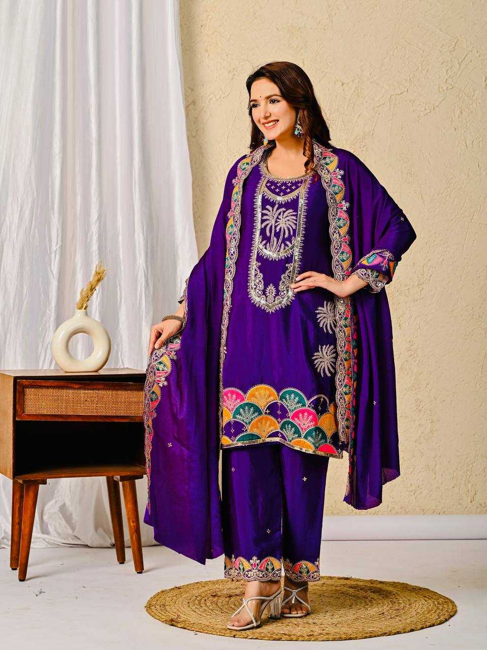 Ynf Chinon Silk KESH528 4001 Suits & Dresses Wholesale Embroidery Suits Party wear suits Silk Suits Manufacturer