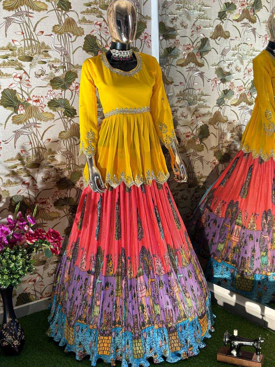 Ynf Chinon Silk KESH533 5024 Lehengas Wholesale Kalamkari Lehenga Silk Lehenga Embroidered Lehenga Manufacturer