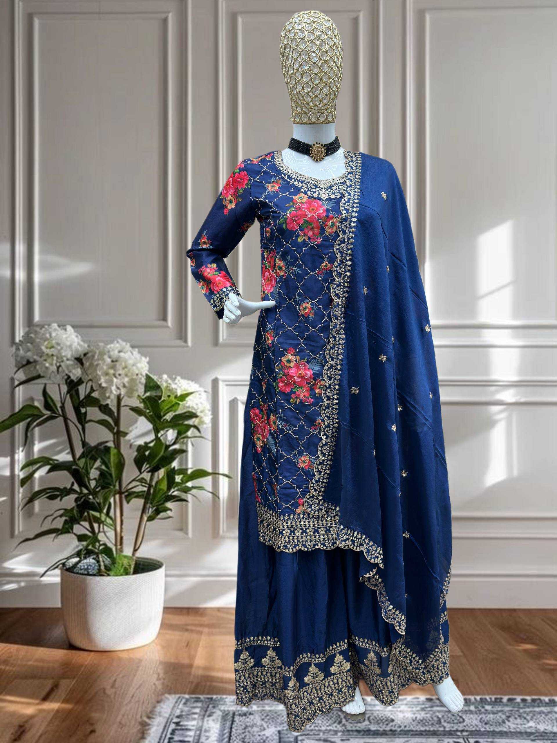 Ynf Chinon Silk KESH533 5085 Kurti Wholesale Printed Kurtis Fancy Kurti Embroidered Kurtis Manufacturer
