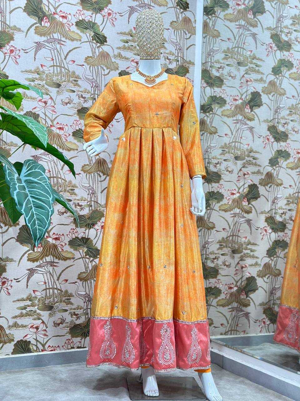 Ynf Chinon Silk KESH533 5097 Gowns Wholesale Embroidery Gowns Anarkali Gown Party Gowns Long Gowns Full Sleeve Gowns Manufacturer