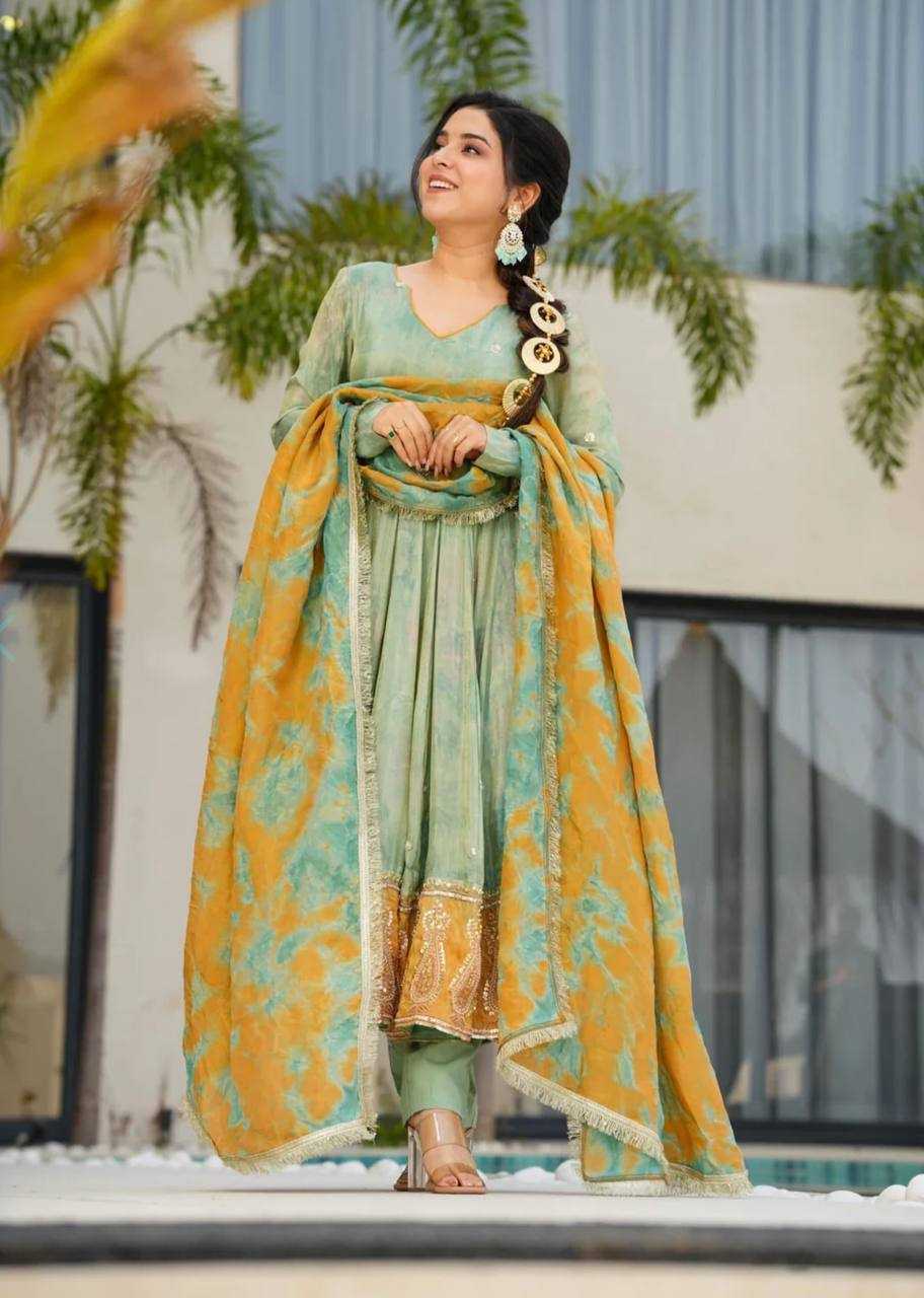 Ynf Chinon Silk KESH533 5097 Gowns Wholesale Embroidery Gowns Anarkali Gown Party Gowns Long Gowns Full Sleeve Gowns Manufacturer