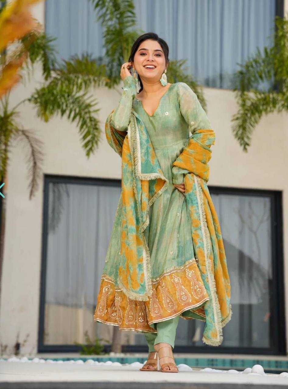 Ynf Chinon Silk KESH533 5097 Gowns Wholesale Embroidery Gowns Anarkali Gown Party Gowns Long Gowns Full Sleeve Gowns Manufacturer