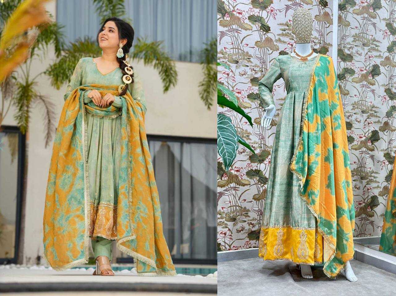 Ynf Chinon Silk KESH533 5097 Gowns Wholesale Embroidery Gowns Anarkali Gown Party Gowns Long Gowns Full Sleeve Gowns Manufacturer