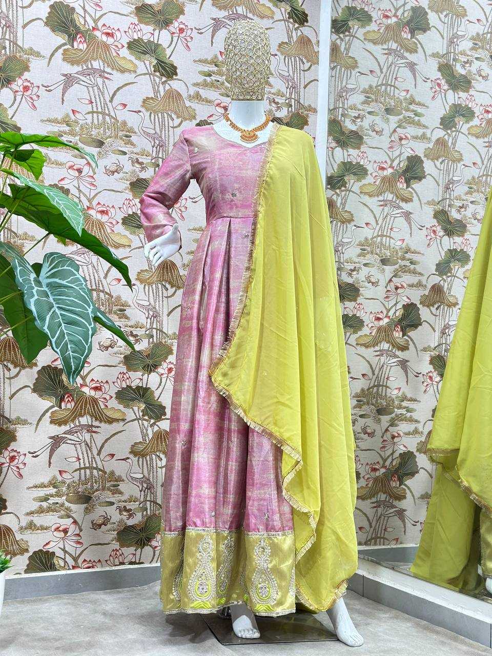 Ynf Chinon Silk KESH533 5097 Gowns Wholesale Embroidery Gowns Anarkali Gown Party Gowns Long Gowns Full Sleeve Gowns Manufacturer