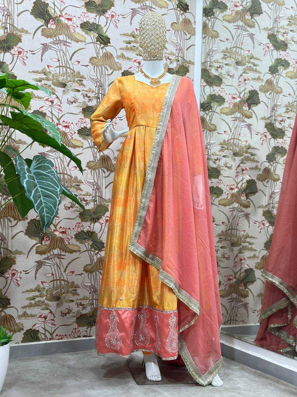 Ynf Chinon Silk KESH533 5097 Gowns Wholesale Embroidery Gowns Anarkali Gown Party Gowns Long Gowns Full Sleeve Gowns Manufacturer