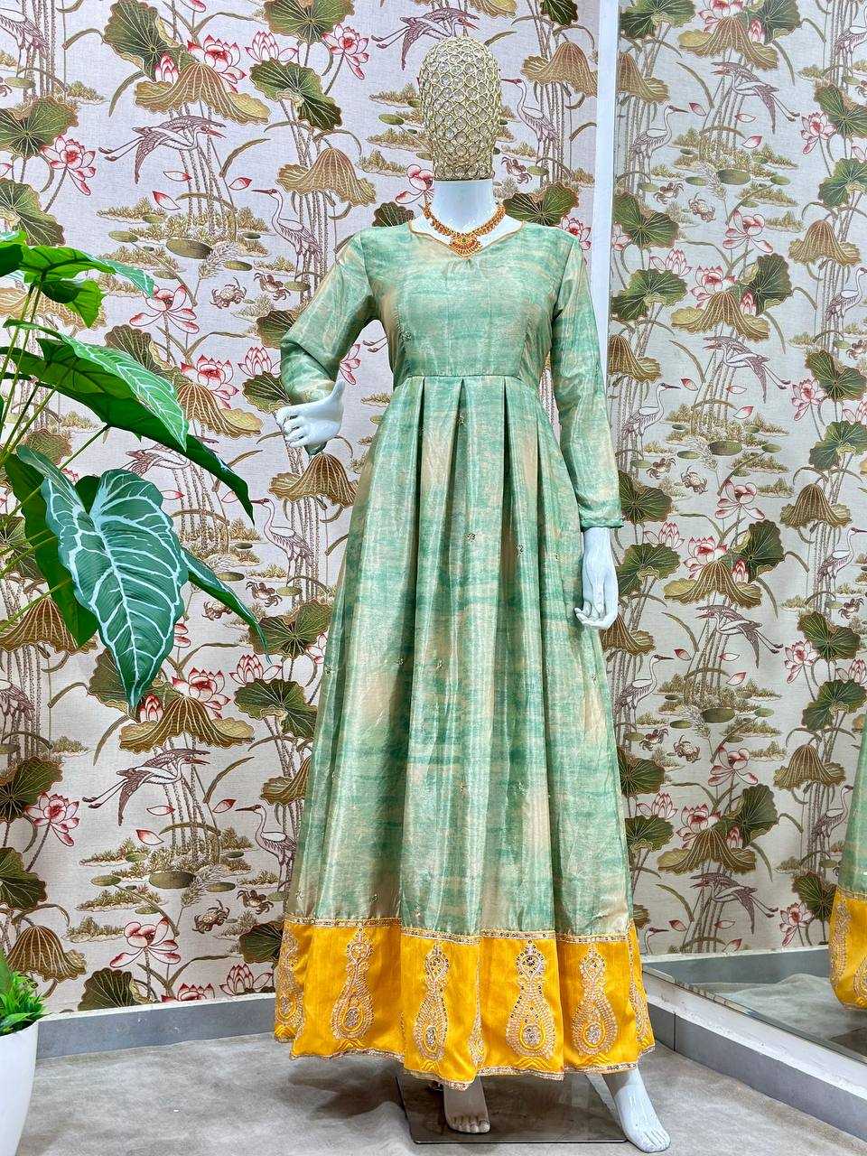 Ynf Chinon Silk KESH533 5097 Gowns Wholesale Embroidery Gowns Anarkali Gown Party Gowns Long Gowns Full Sleeve Gowns Manufacturer