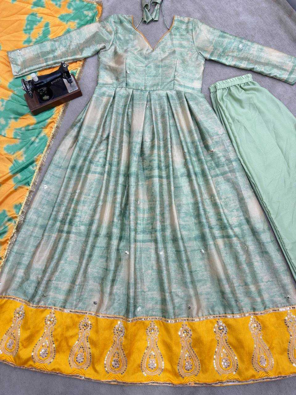Ynf Chinon Silk KESH533 5097 Gowns Wholesale Embroidery Gowns Anarkali Gown Party Gowns Long Gowns Full Sleeve Gowns Manufacturer