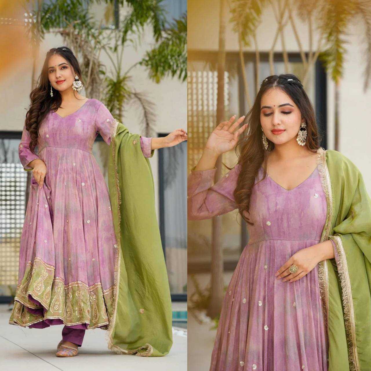 Ynf Chinon Silk KESH533 5097 Gowns Wholesale Embroidery Gowns Anarkali Gown Party Gowns Long Gowns Full Sleeve Gowns Manufacturer