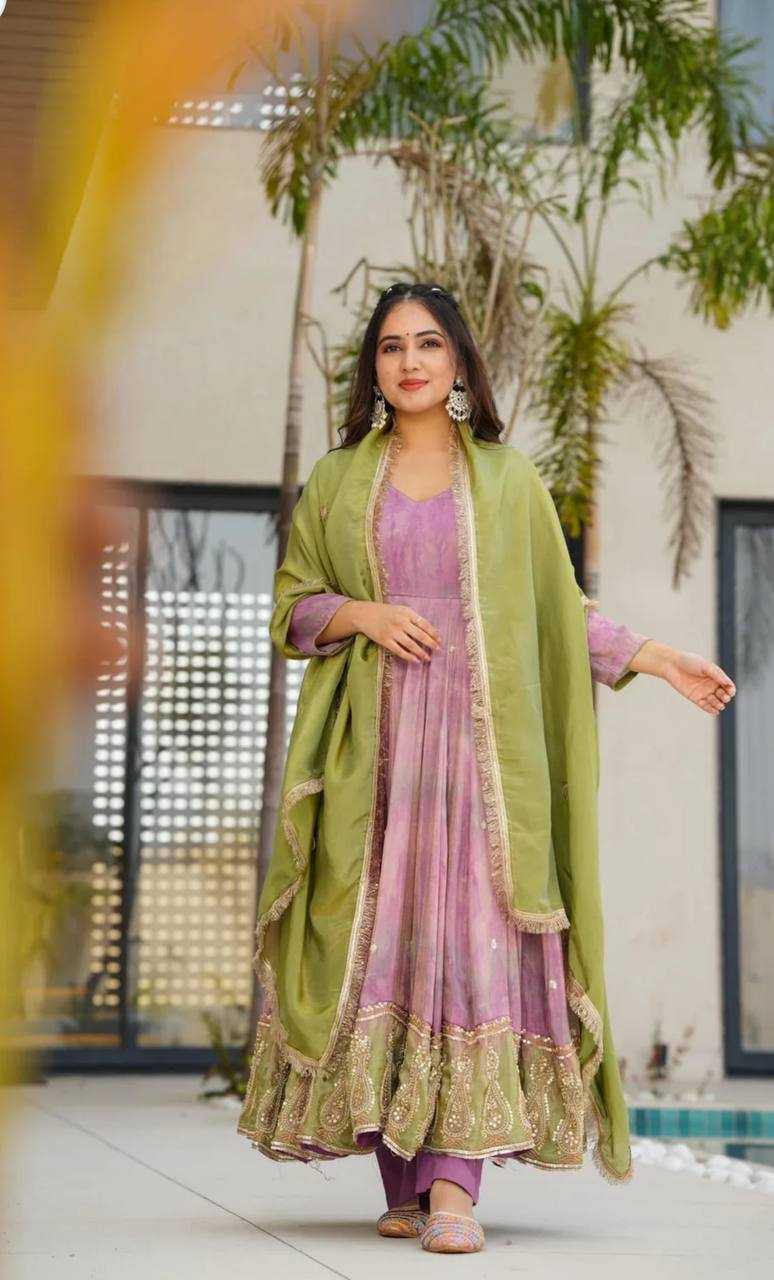 Ynf Chinon Silk KESH533 5097 Gowns Wholesale Embroidery Gowns Anarkali Gown Party Gowns Long Gowns Full Sleeve Gowns Manufacturer