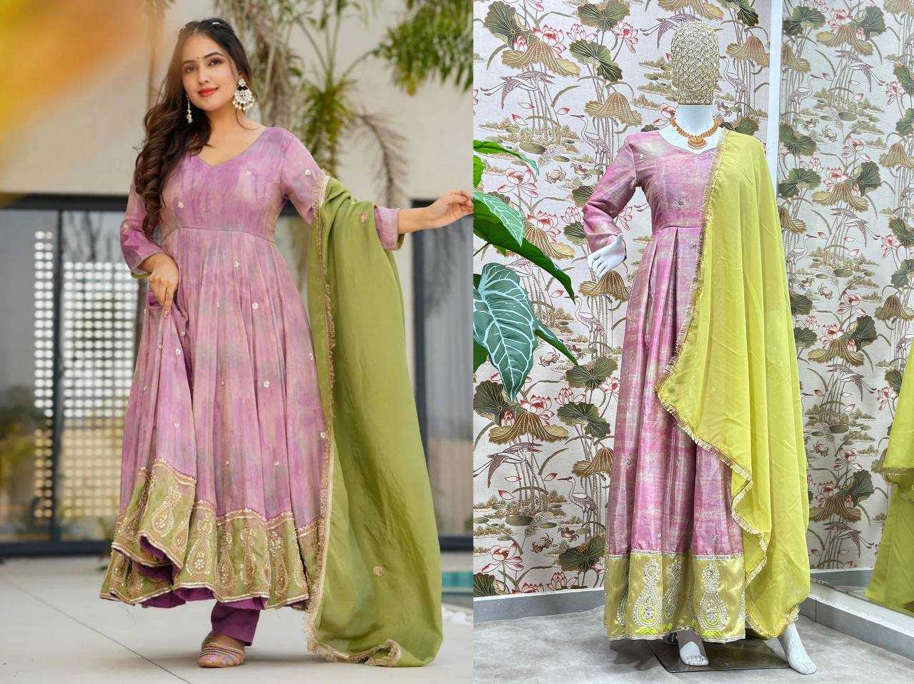 Ynf Chinon Silk KESH533 5097 Gowns Wholesale Embroidery Gowns Anarkali Gown Party Gowns Long Gowns Full Sleeve Gowns Manufacturer